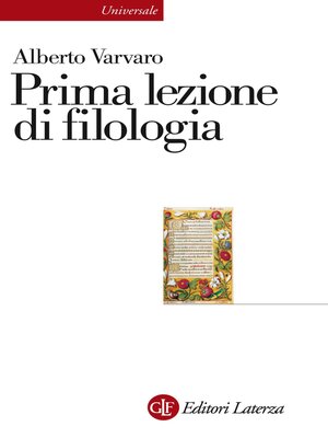 cover image of Prima lezione di filologia